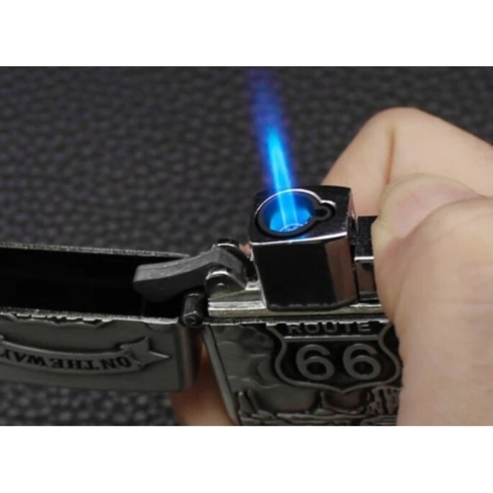 Route 66 Embosed Butane Single Flame Refillable Lighter - Picture 7 of 7